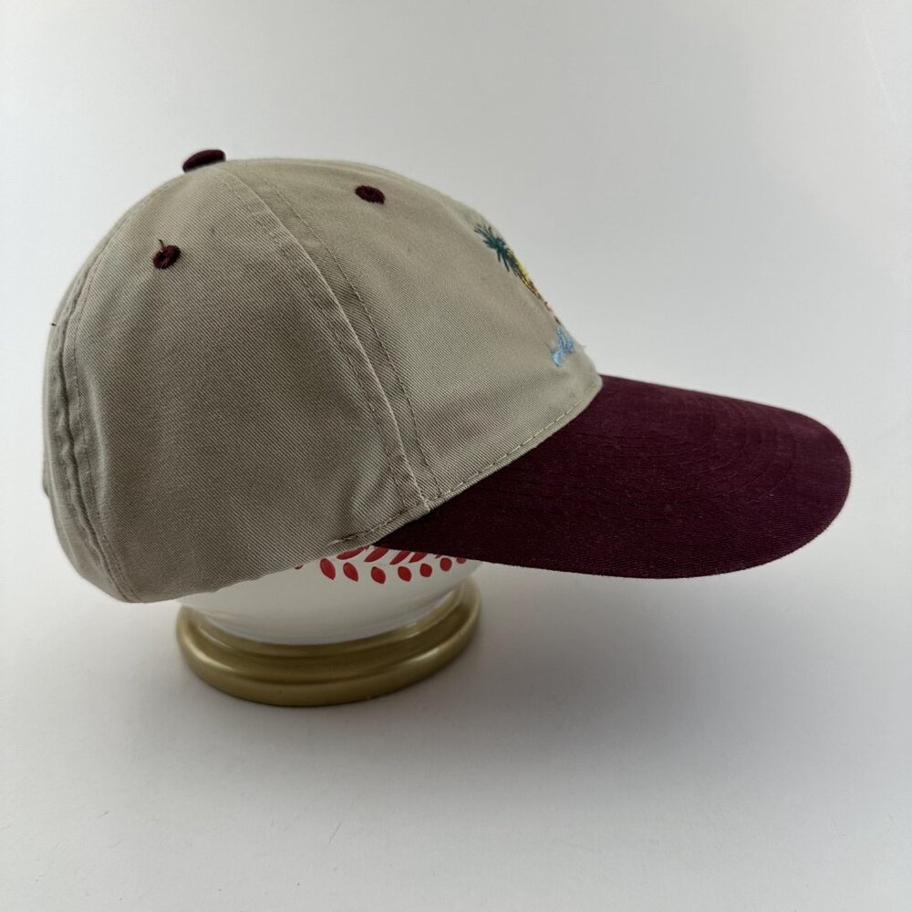 Wavecrest Dad Hat Embroidered Adjustable Strapback Cap Tan Burgundy One Size - Picture 6 of 9